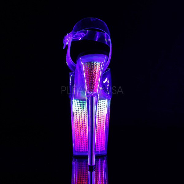 8 inches Heel, 4 inches PF Ankle Strap Sandal W/Simulated RS Filled BTM