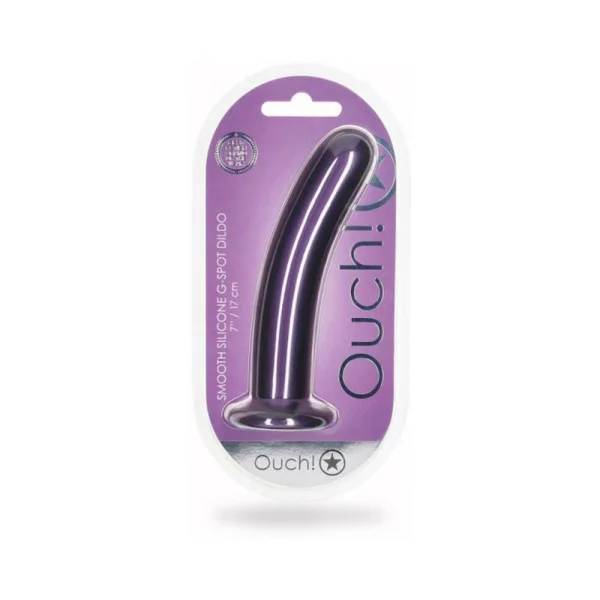 Realistic Dildos: Shots Ouch! Smooth Silicone 7 In. G-spot Dildo Metallic Purple