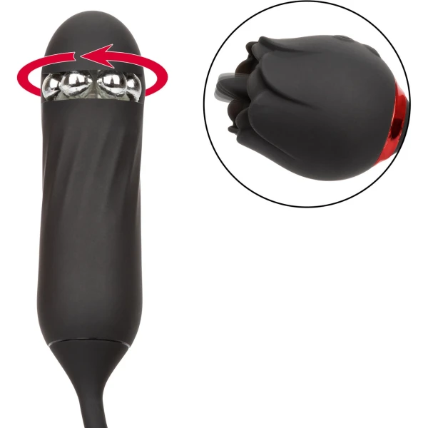French Kiss Elite Lover Rotating Bullet Vibe & Flickering Tongue Clitoral Stimulator By CalExotics - Black