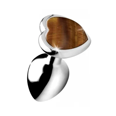 Booty Sparks Gemstones Tiger s Eye Heart Medium Anal Plug