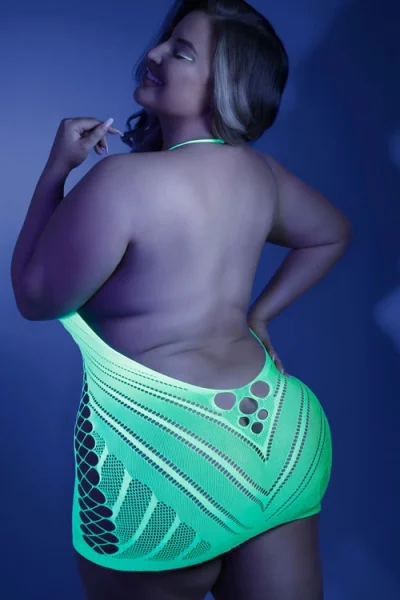 Neon Nights - Fishnet Bodystocking Dress By Fantasy Lingerie