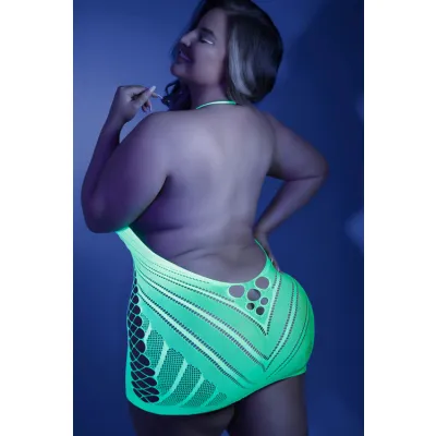 Neon Nights Fishnet Bodystocking Dress By Fantasy Lingerie