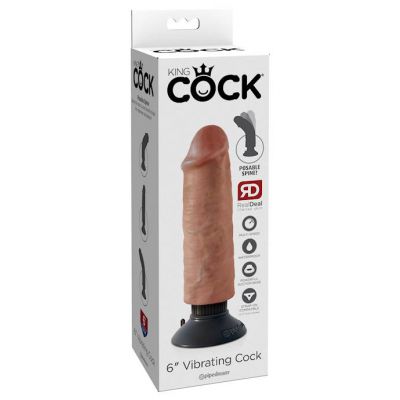 King Cock 6 Inch Vibrating Cock Tan 6 Inch