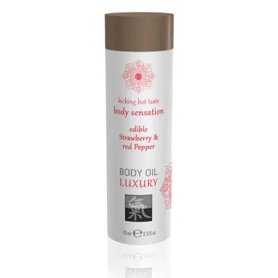 Shiatsu Luxury Body Oil Edible Strawberry And Red Pepper 75ml Oil Based