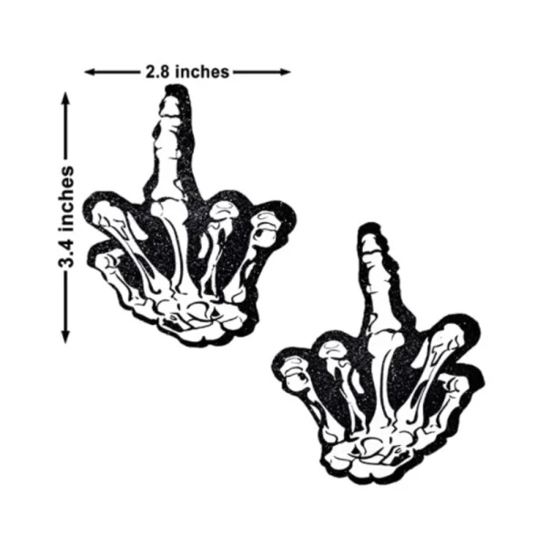 Neva Nude Pasty Skeleton Fu Hand On Black Malice Glitter