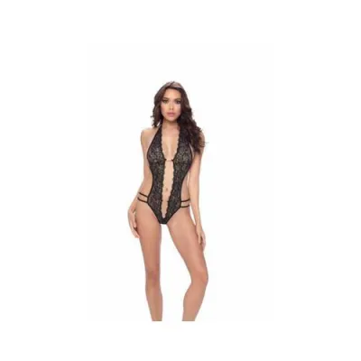 Lace Crotchless Teddy One Size Black