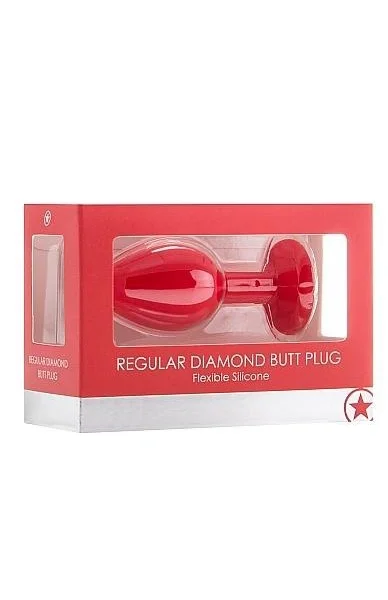 Regular Diamond Butt Plug Red