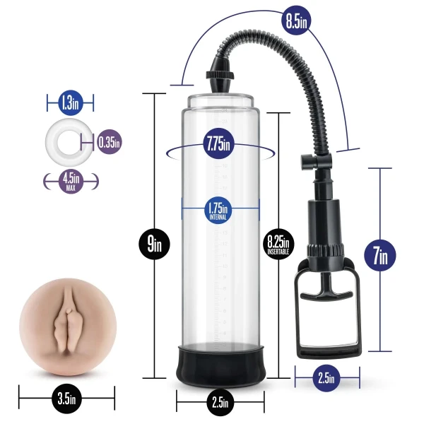 Performance VX5 Male Enhancement Penis Pump System With Realistic Sleeve By Blush - Clear