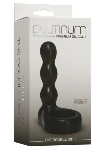 Platinum Silicone - The Double Dip 2 Double Penetration Cock Ring - Black