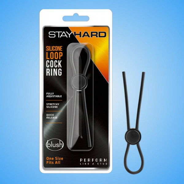 Stay Hard Silicone Loop Cock Ring - Black