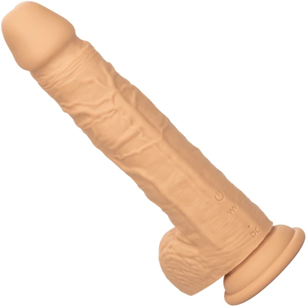Squirting Fuck Stick 9" Vibrating Realistic Silicone Suction Cup Dildo By CalExotics - Vanilla