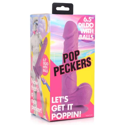 Pop Pecker 6 5 Inch Dildo With Balls Purple