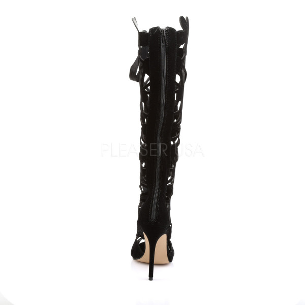 5 inches Heel, Open Toe Front Lace-up Knee High Boot