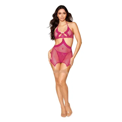 Garter Slip and G String One Size Beet