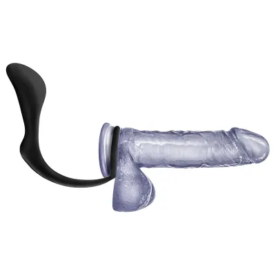 Platinum Cock Ring Plug in Black by Anal Adventures