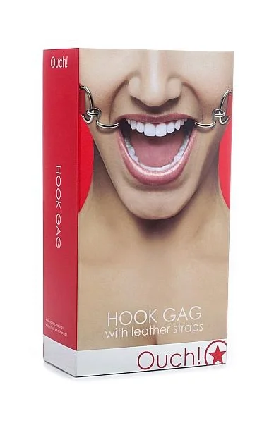 Ouch Hook Gag with Leather Straps O/S