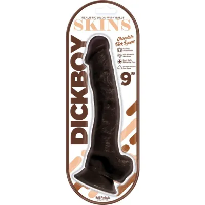 Dickboy Skins Dildo With Balls 9 Inch Chocolate Dick Lovers