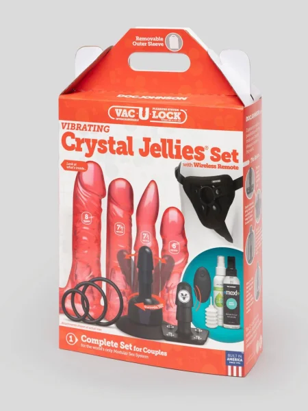 Doc Johnson Vac-U-Lock Crystal Jellies Vibrating Harness Set