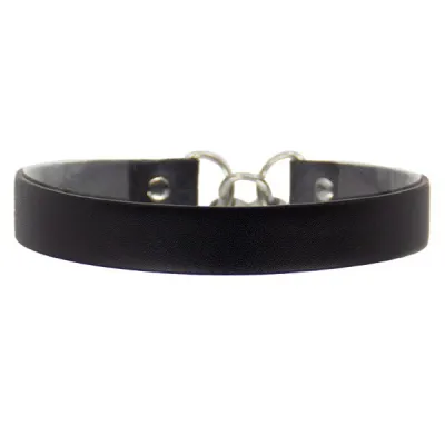 Love In Leather Silver Heart Padlock Choker