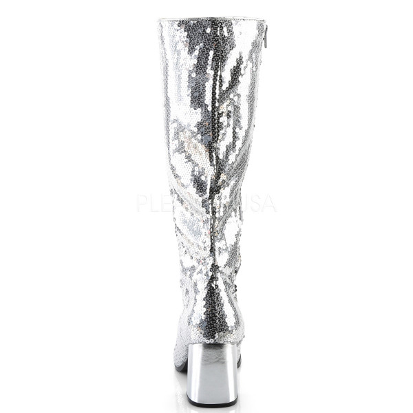 SPECTACUL-300SQ - 3" Block Heel Sequins Knee Boot