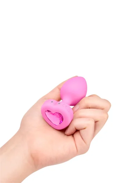 B-Vibe Pink Heart 3.85" Small Vibrating Butt Plug