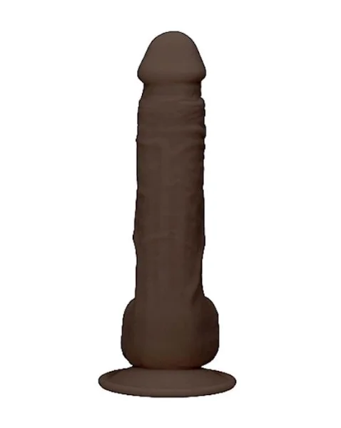 Silicone Dildo With Balls - Brown - 9.4 Inch