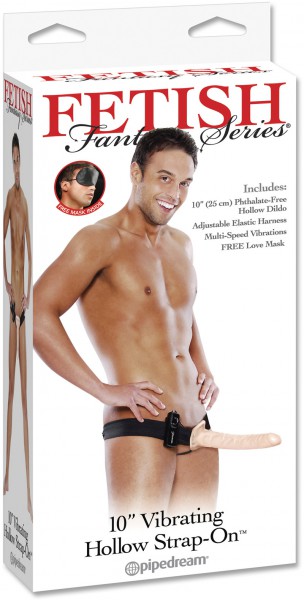 Vibrating Hollow Strap On Flesh 10 In