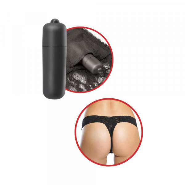Hanky Spank Me Vibrating Panty Black Lace Thong
