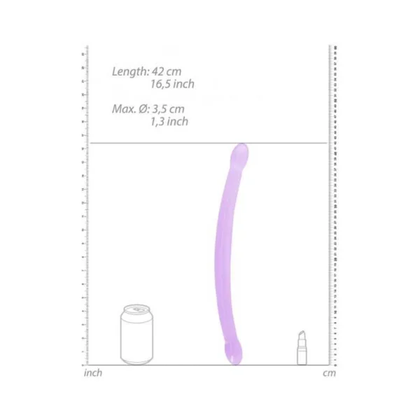 Realrock Crystal Clear Non-realistic Double Dong 17 In. Purple