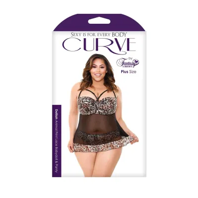 Delilah Babydoll and Panty Leaopard Print black 1x2x