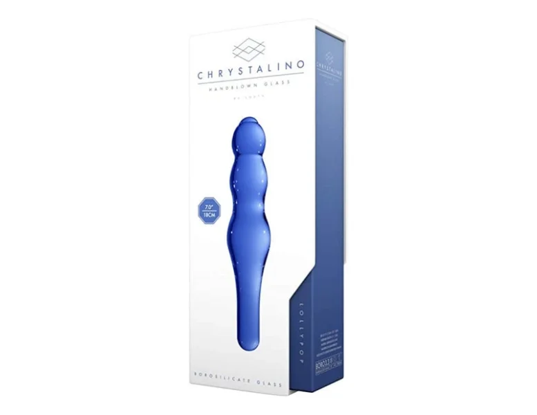 Lollypop Double-Ended Blue Glass Dildo by Chrystalino
