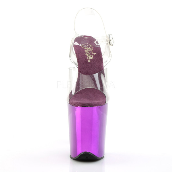 FLAMINGO 808 - 8 inches Heel, 4 inches PF Ankle Strap Sandal w/Chrome Plated Bottom — image 2 of 4