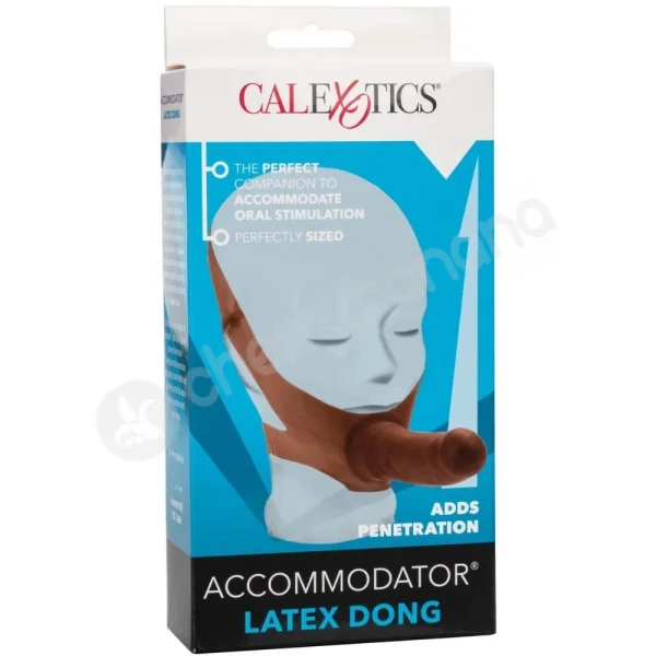 The Original Accommodator Brown Latex Oral Penetration Wearable Dong