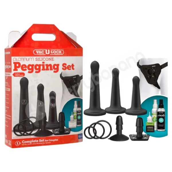 Vac-U-Lock Silicone Pegging Strap On Set