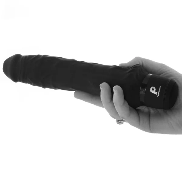 Powercocks Girthy Realistic Silicone Waterproof Rechargeable 8" Vibrator - Black