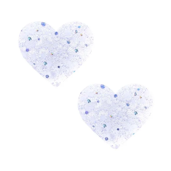 Neva Nude Pasty Heart Sequin Lace White