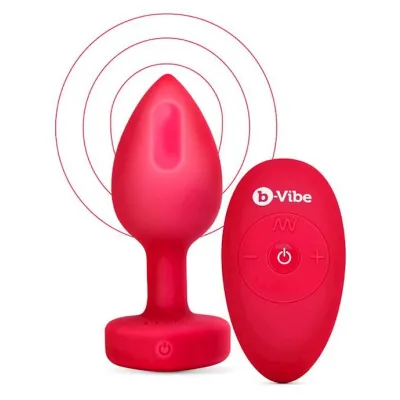B vibe Remote Control Vibrating Jewelled Heart Plug M l