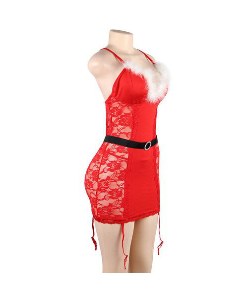 Bondara Flirt Sleigh Me Red Lace Garter Dress And G-String — image 6 of 7