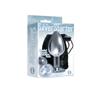 The 9 s the Silver Starter Bejeweled Stainless Steel Plug Diamond
