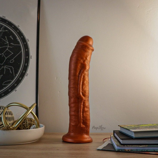SquarePegToys® Leo Harness SuperSoft Bronze Silicone Dildo with Suction Cup