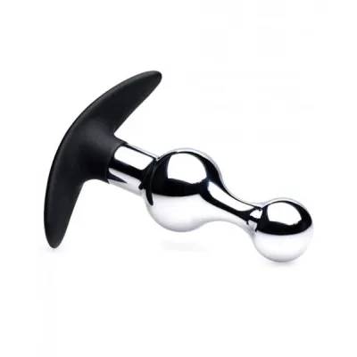 Dark Drop Metal And Silicone Beaded Anal Plug Silver
