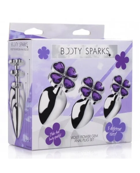 Violet Flower Gem Anal Plug Set