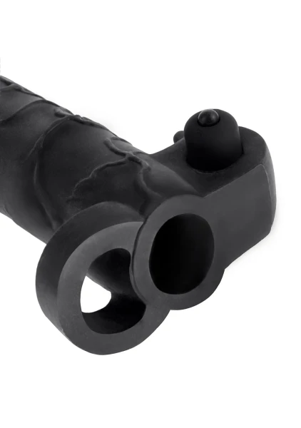 Fantasy X-tensions Vibrating Real Feel 2" Penis Extension with Ball Strap - Black