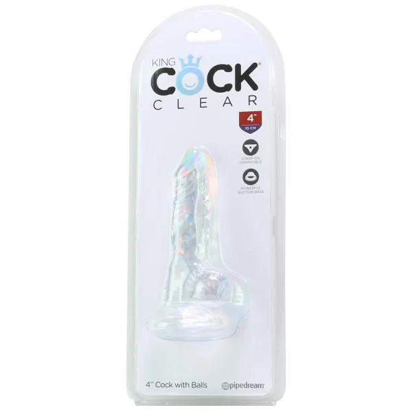 Clear 4" Suction Cup Dildo With Balls