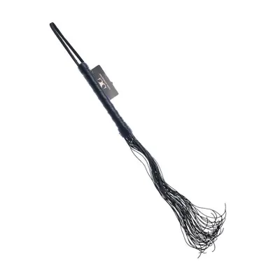 Bound X Leather Cord Flogger With Calfskin Handle Black