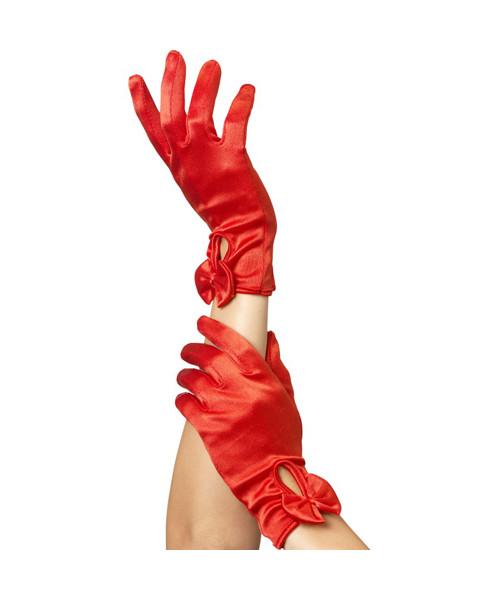 Gloves With Bow - Red