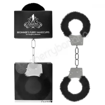 Ouch Black Beginners Furry Handcuffs