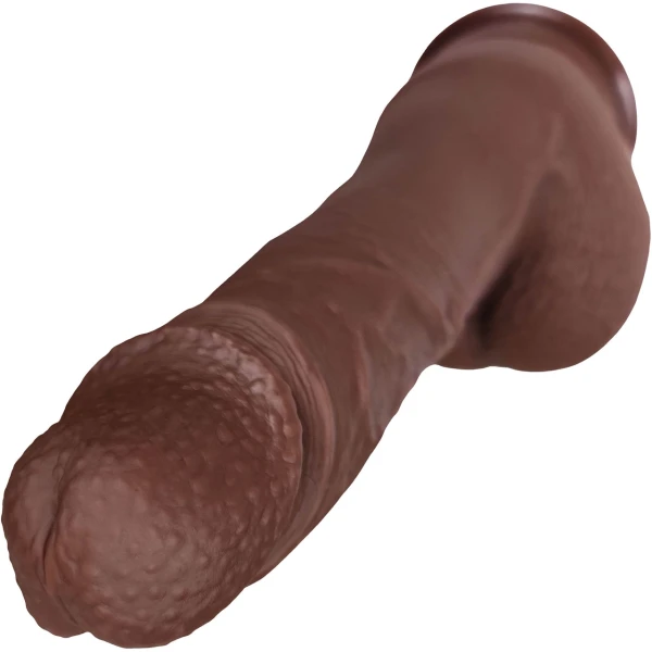 The Thriller 6.5 Inch Silicone Realistic Dildo With Balls & Suction Cup Base By Fukena - Chocolate