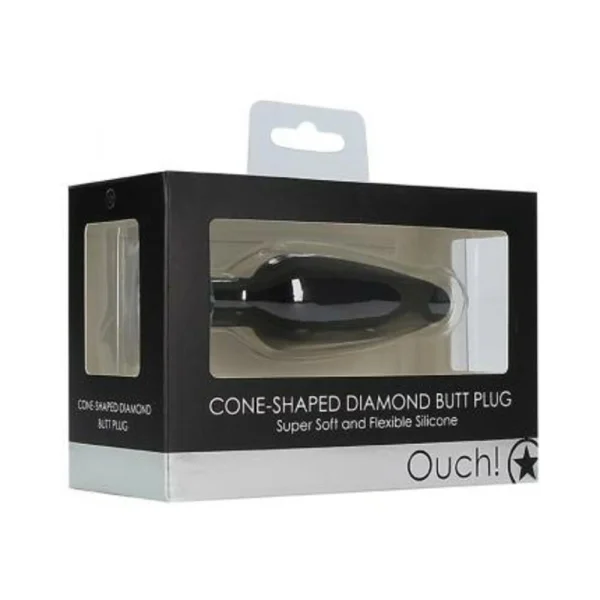 Ouch Cone-shaped Diamond Butt Plug - Black — image 7 of 9