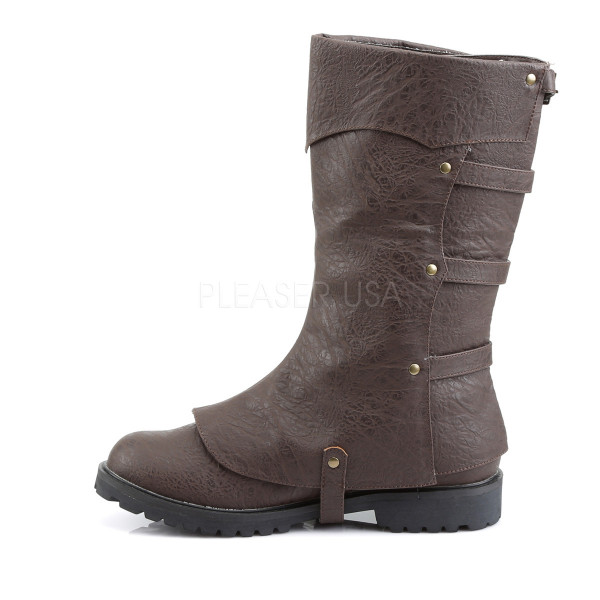 1 1/2 inches Flat Heel Men\'s Buckled Strap Knee High Cuffed Boot — image 7 of 8